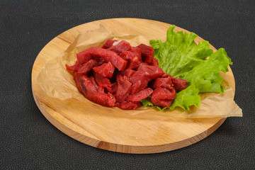 Raw beef meat sliced for cooking