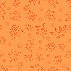 Seamless pattern of doodle queen or king crowns