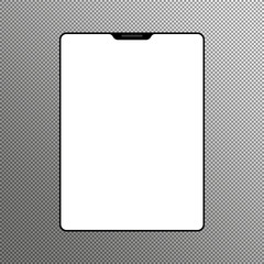 Vertical black pad concept with empty screen for presentation, print and web. Vector quality illustration.