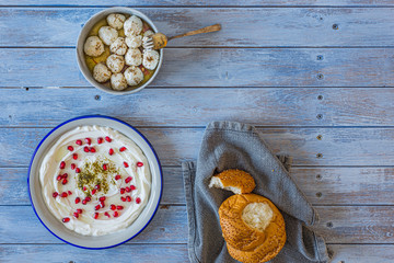 Popular middle eastern appetiser labneh or labaneh