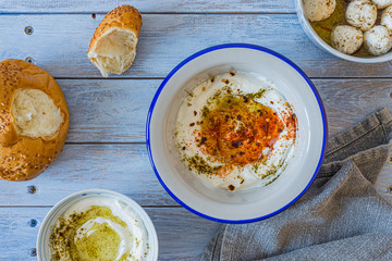 Popular middle eastern appetiser labneh or labaneh