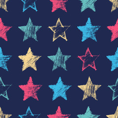 Obraz premium Seamless Pattern with hand drawn Stars