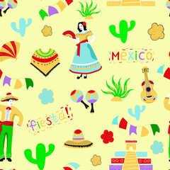 Fiesta vector seamless pattern. Concept for print , web design, cards, textile