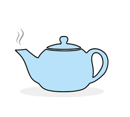 Tea pot vector icon illustration vector. Blue teapot isolated on a white background.
