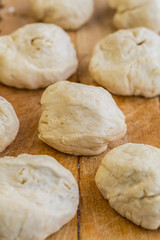Fototapeta na wymiar Fresh raw yeast dough buns