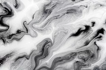 Photo sur Aluminium Marbre texture de marbre formée en mélangeant la peinture acrylique noire et blanche, fond abstrait