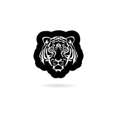 Tiger logo. Black white illustration of a tiger head