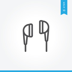 Obraz premium Earphones vector icon, simple sign for web site and mobile app.