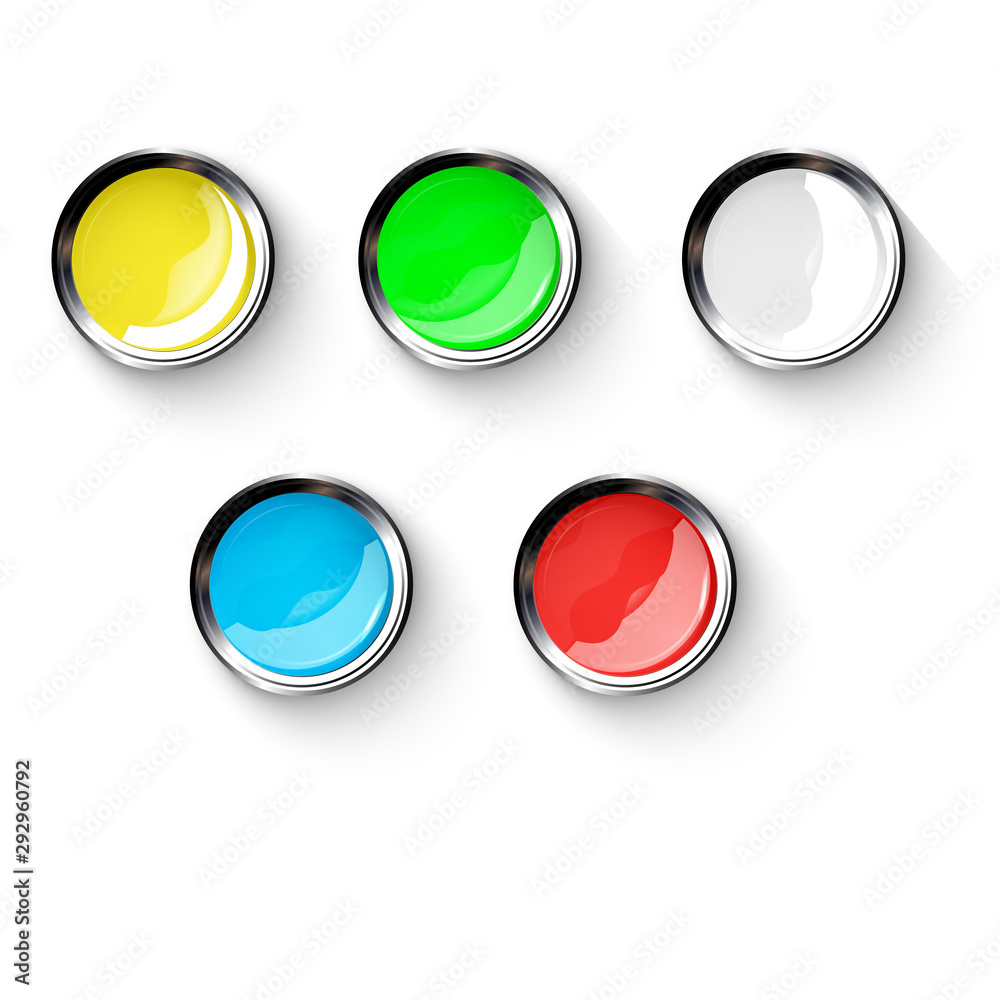 Wall mural colored buttons with metallic elements, vector design