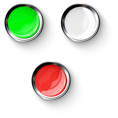Colored buttons with metallic elements, vector design
