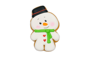 gingerbread cookie funny snowman in a black bowler hat