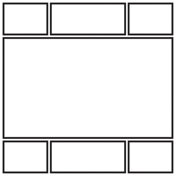 Vector mock up mood board of seven frames. Photo collage templates.