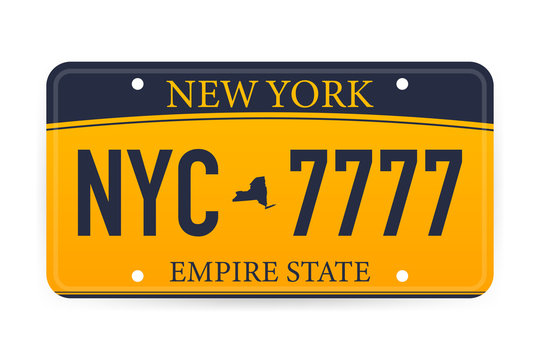 Vehicle registration of New York registration plates nummer car. Vector illustration.