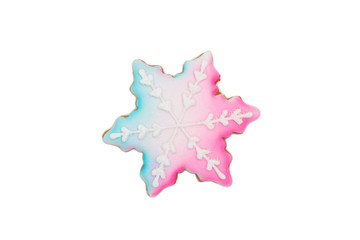 gingerbread cookie snowflake isolated on a white background