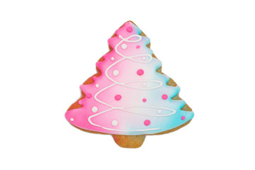 gingerbread cookie christmas tree isolated on white background