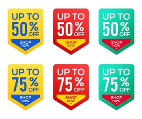 Sale vector banner template, special offer 50% and 75% stock vector