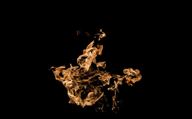 Fototapeta premium Fire flames on black background. fire on black background isolated. fire patterns