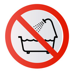 Prohibition sign. Do not use this unit in the bath, in the water.