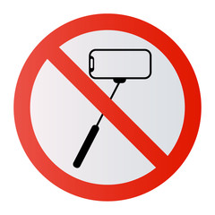 No Ban Stop sign No selfie sticks No photos No camera Vector mobile phone photography smartphone forbidden sign symbol icon monopod selfie prohibited Beware hand hold sticks circle shape Caution signs