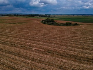 Fototapeta na wymiar Aerial view of fields and country roads in Belarus
