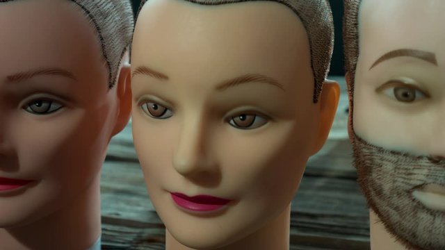 Man and woman artificial head, communication concept