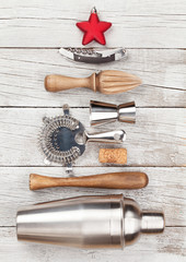 Set of bar tools on stone table