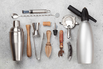 Cocktail utensils. Set of bar tools