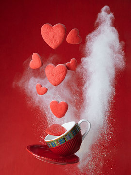 cookies red hearts levitation on valentine
