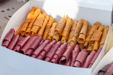 paste fruit in a box close-up