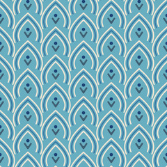 Seamless blue colored fish pattern, fish scale background vector illustration