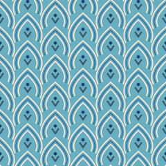 Seamless blue colored fish pattern, fish scale background vector illustration