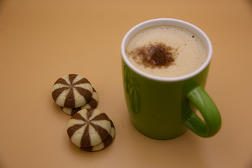 Cup of Black Coffee Espresso with Cantuccini Biscotti Rustic Wooden Background Italian Cookies