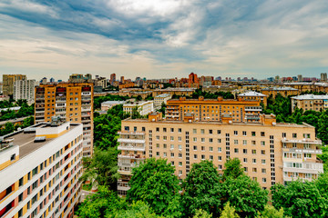 Fototapeta na wymiar view of a new residential area on the outskirts of modern Moscow