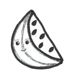 watermelon slice, with eyes coloring page