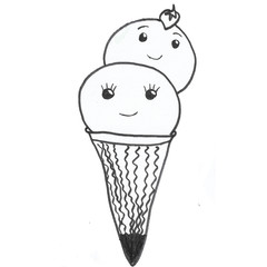 black and white drawing of different ice cream eskino and horn coloring