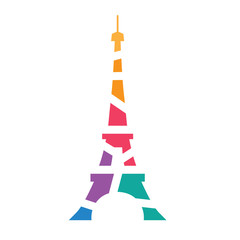 Fototapeta na wymiar colorful geometric Eiffel tower Paris icon- vector illustration