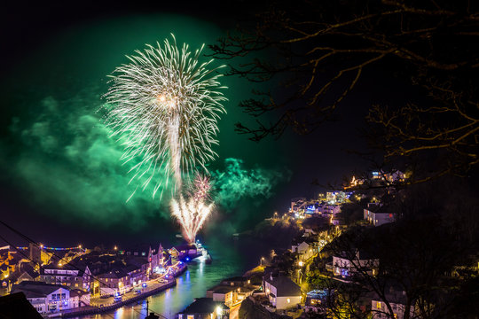 fireworks at new years eve Looe Cornwall