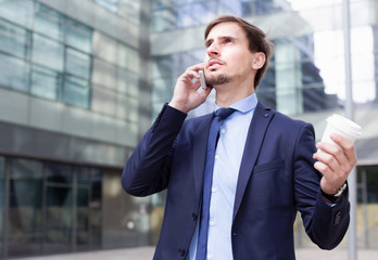 Portrait of man worker talking on the phone