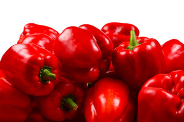 Fresh red bell pepper isolated on white background. Copy space.