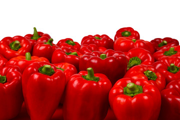 Fresh red bell pepper isolated on white background. Copy space.
