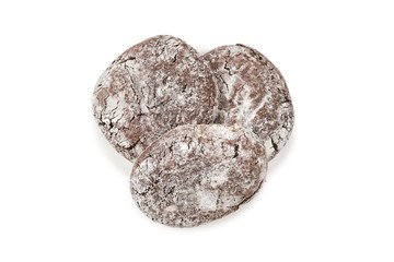 Chocolate cookies isolated on white background.