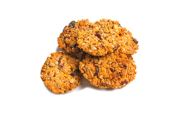 Granola cookies isolated on white background.