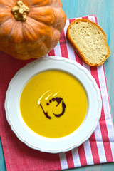 Pumpkin soup with pumpkin seed oil