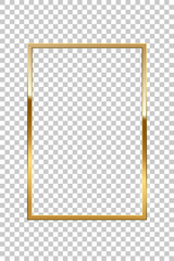 Shiny sparkling golden rectangle on transparent background vector illustration