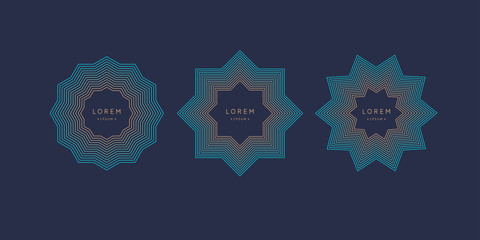 Stylish geometric emblem and template for text placement. Vector illustration.