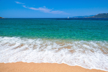 Sandy beach at sunny summer day. Propriano