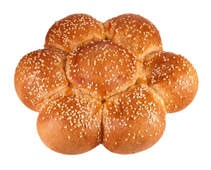 Wheat bread with a flower shape isolated on a white background