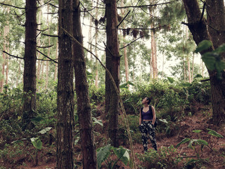 Bald Girl in a Pine Forest