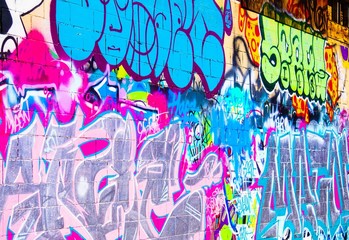 Pink and Blue Graffiti Wall