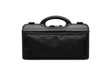 black plastic case for gun isolated on white back